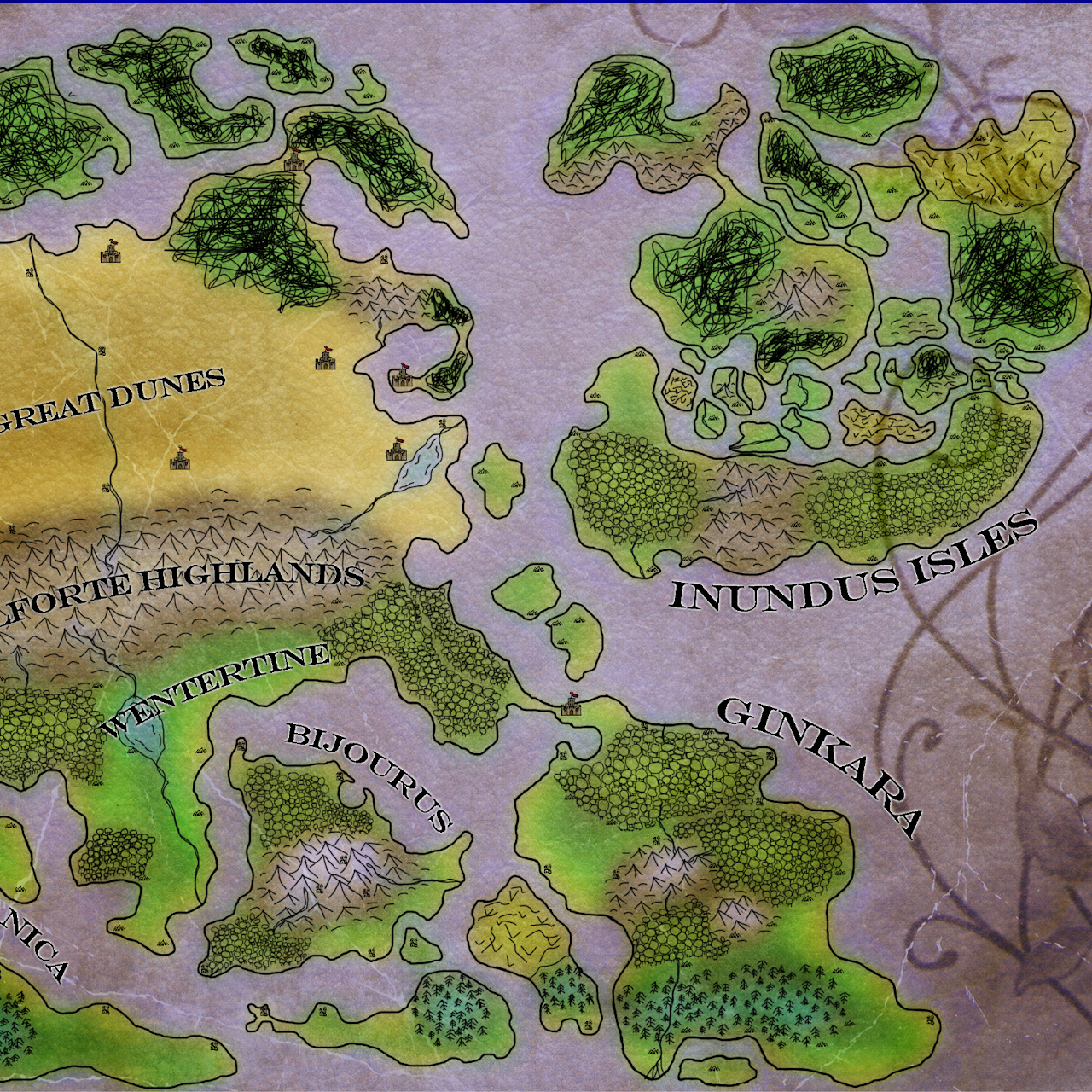 Map of the fantasy world of Vermillia